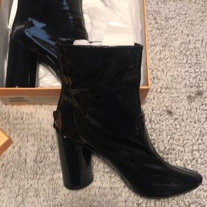 Public Desire Black Patent High cit Ankle Boots
